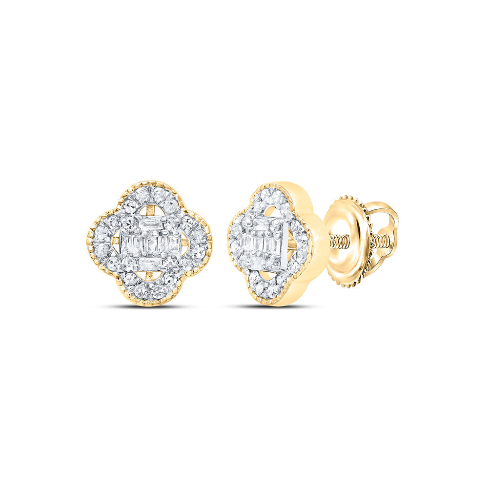 3/8CTW-DIA P1 GIFT CLOVER BAGUETTE EARRING Daisy Joyeria