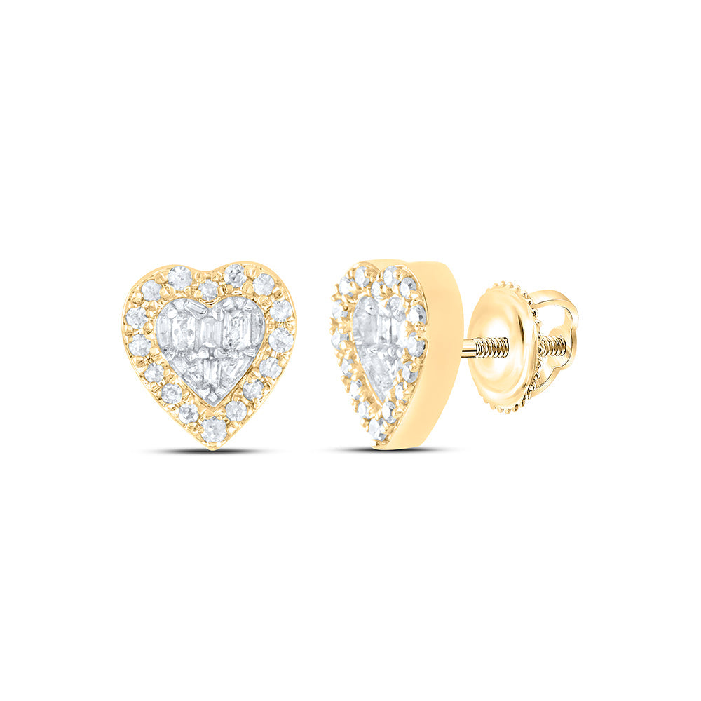 1/6CTW-NAT DIA P1 GIFT HEART BAGUETTE EARRING Daisy Joyeria