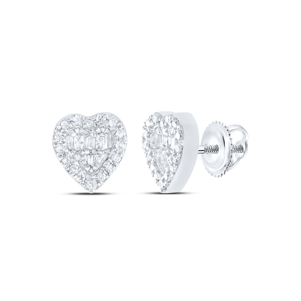1/6CTW-DIA P1 GIFT HEART BAGUETTE EARRING Daisy Joyeria
