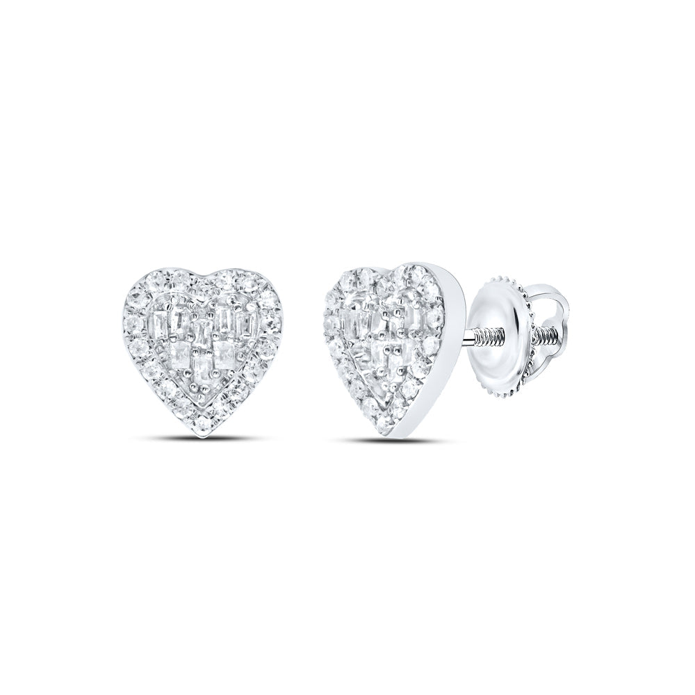 1/3CTW-DIA P1 GIFT HEART BAGUETTE EARRING Daisy Joyeria
