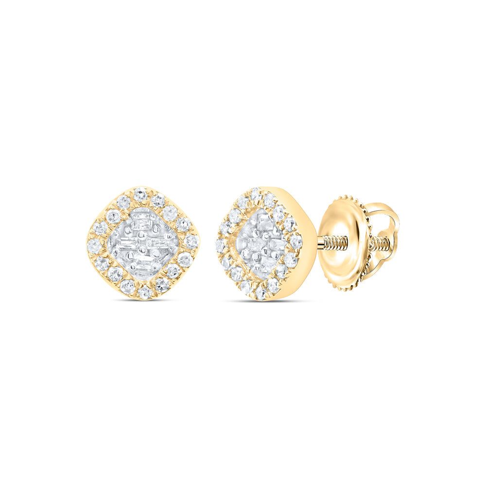 1/6CTW-DIA P1 GIFT CLOVER BAGUETTE EARRING Daisy Joyeria