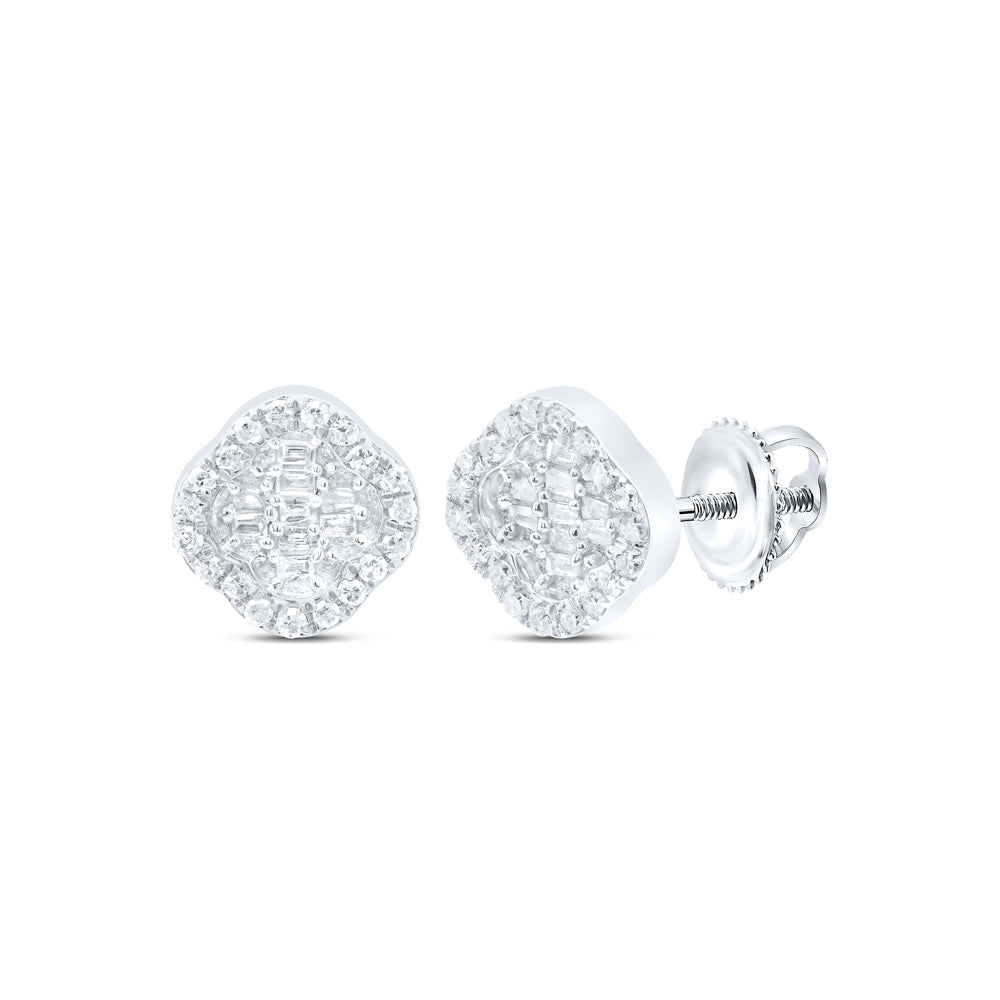 1/3CTW-DIA P1 GIFT CLOVER BAGUETTE EARRING Daisy Joyeria