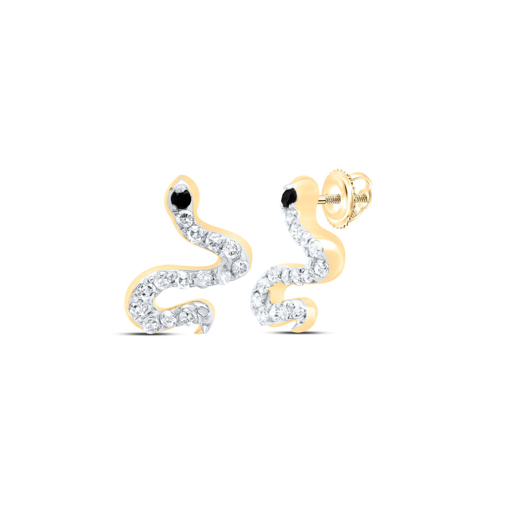 1/6CTW-DIA P1 GIFT RD-BLACK DIAMOND SNAKE EARRING Daisy Joyeria
