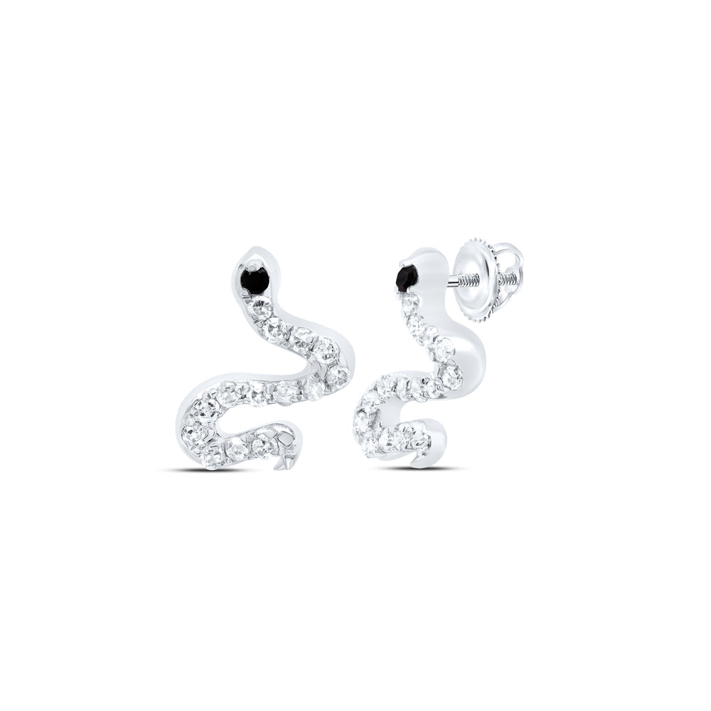 1/6CTW-DIA P1 GIFT RD-BLACK DIAMOND SNAKE EARRING Daisy Joyeria