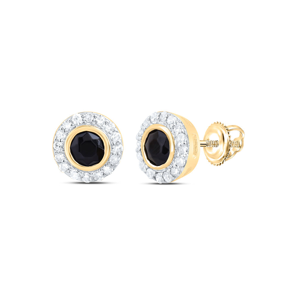 1/10CTW-DIA NK 2.8 MM ROUND ONYX BLACK EARRING Daisy Joyeria