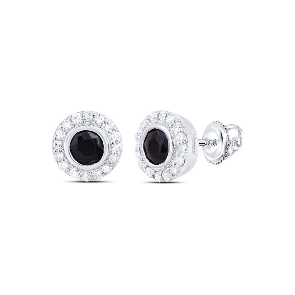 1/10CTW-DIA NK 2.8 MM ROUND ONYX BLACK EARRING Daisy Joyeria