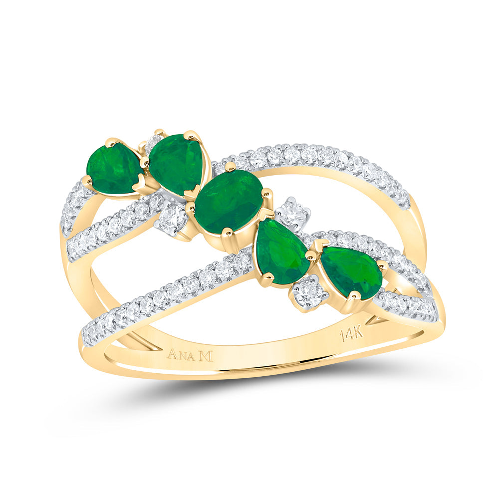 1/4CTW-DIA ANA M 1/4CTW-OV-EM,5/8CTW-PS-EM NAT GEM FASHION RING 7 Daisy Joyeria