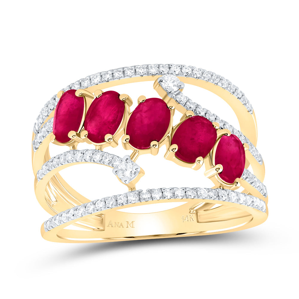 1/3CTW-DIA ANA M 2CTW-OV-RU NAT GEM FASHION RING 7 Daisy Joyeria