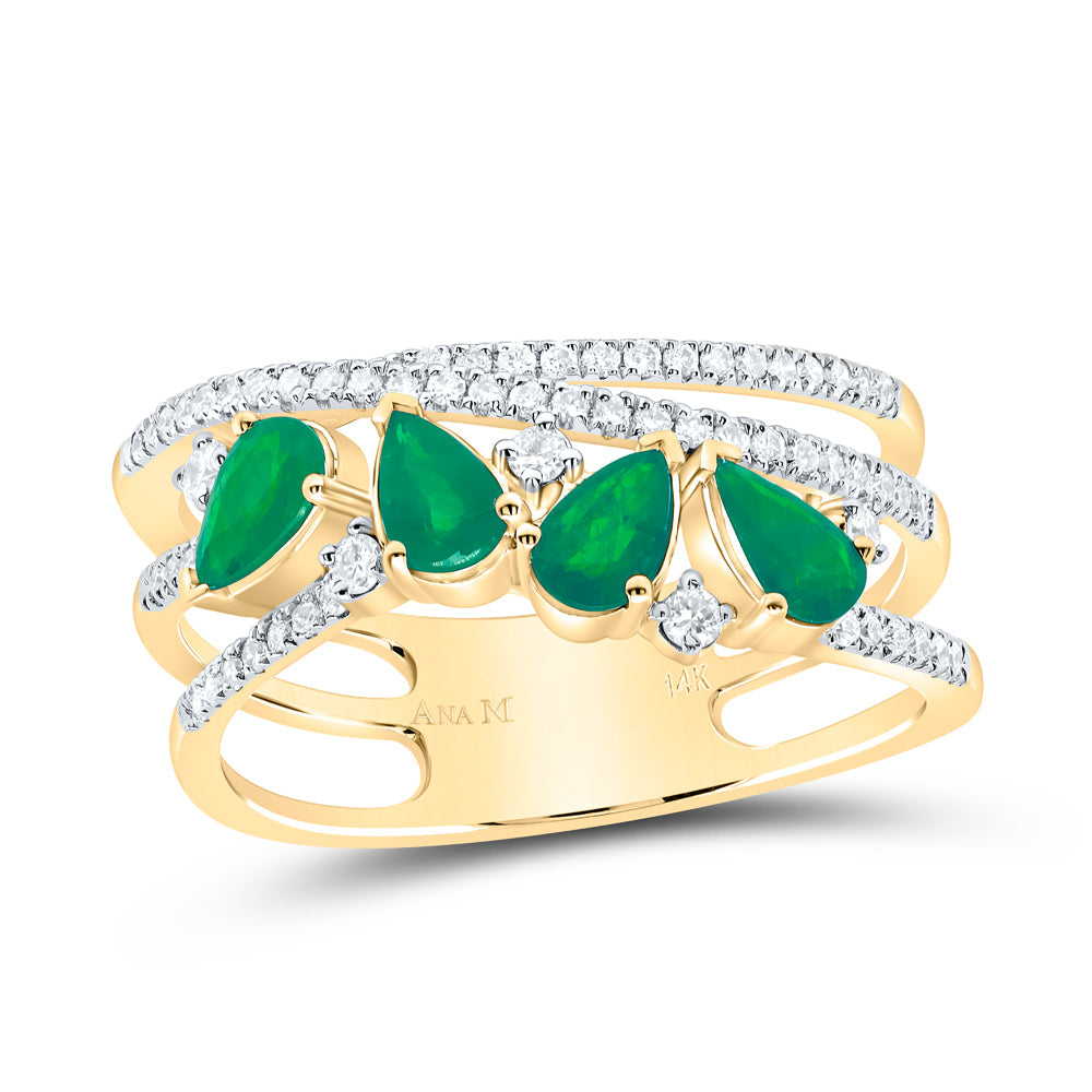 1/3CTW-DIA ANA M 3/4CTW-PS-EM NAT GEM FASHION RING 7 Daisy Joyeria