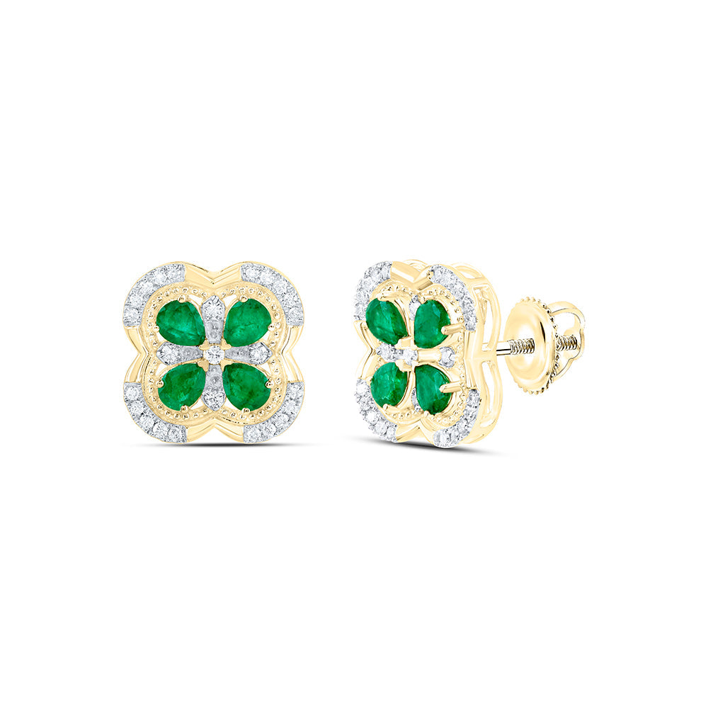 1/4CTW-DIA ANA M 3/4CTW-PS-EM NAT GEM CLOVER EARRING Daisy Joyeria