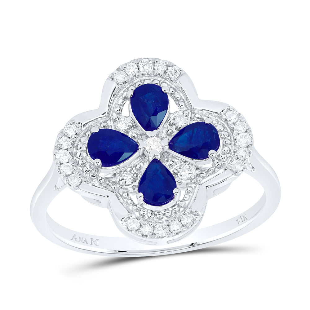 1/6CTW-DIA ANA M 3/4CTW-PS-BS NAT GEM CLOVER RING 7 Daisy Joyeria