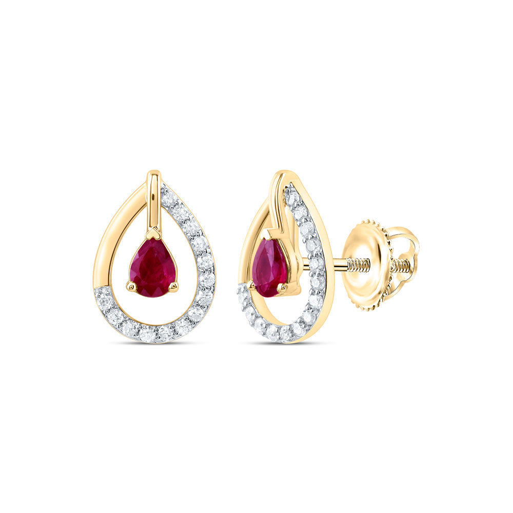 1/8CTW-DIA CN 4X3MM PS-RU NAT GEM FASHION EARRING Daisy Joyeria