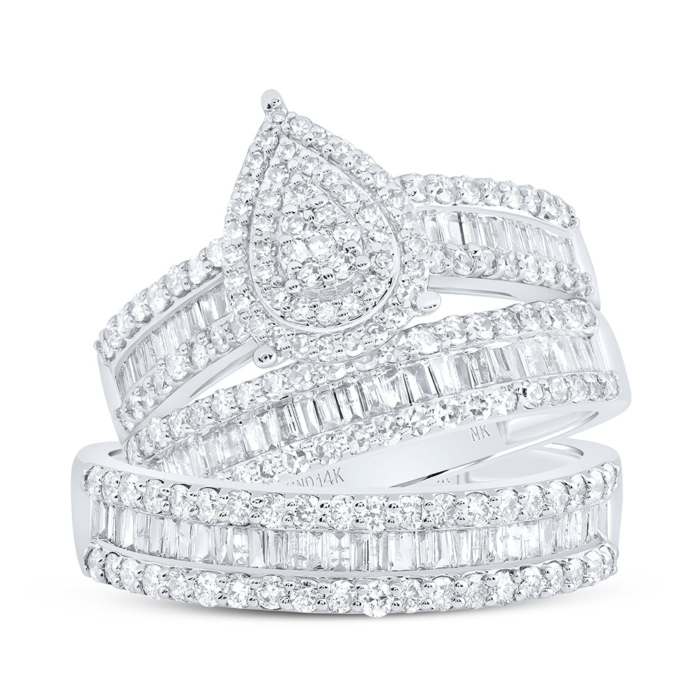1 3/4CTW-DIA NK PEAR TRIO SET Daisy Joyeria