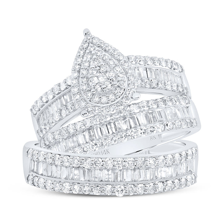 1 3/4CTW-DIA NK PEAR TRIO SET Daisy Joyeria