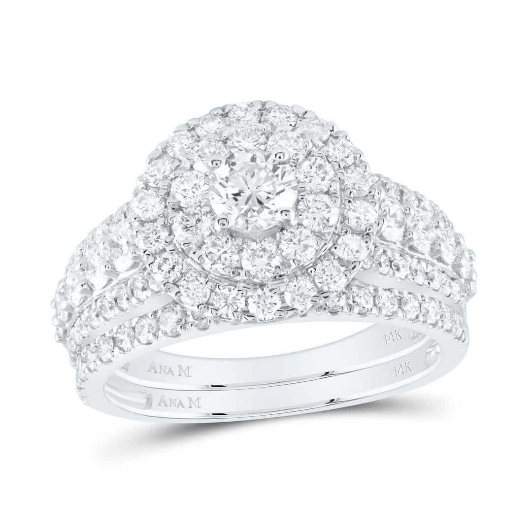 2CTW-NAT DIA ANA M 3/8CTW-CRD DOUBLE HALO BRIDAL SET 7 Daisy Joyeria