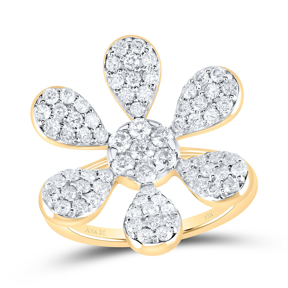 1 1/4CTW-NAT DIA ANA M FLOWER FASHION RING 7 Daisy Joyeria