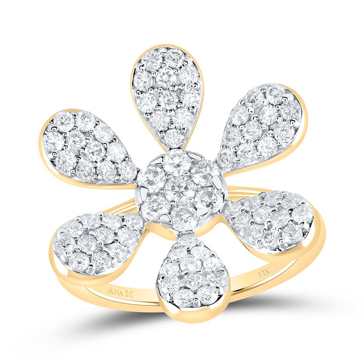 1 1/4CTW-NAT DIA ANA M FLOWER FASHION RING 7 Daisy Joyeria