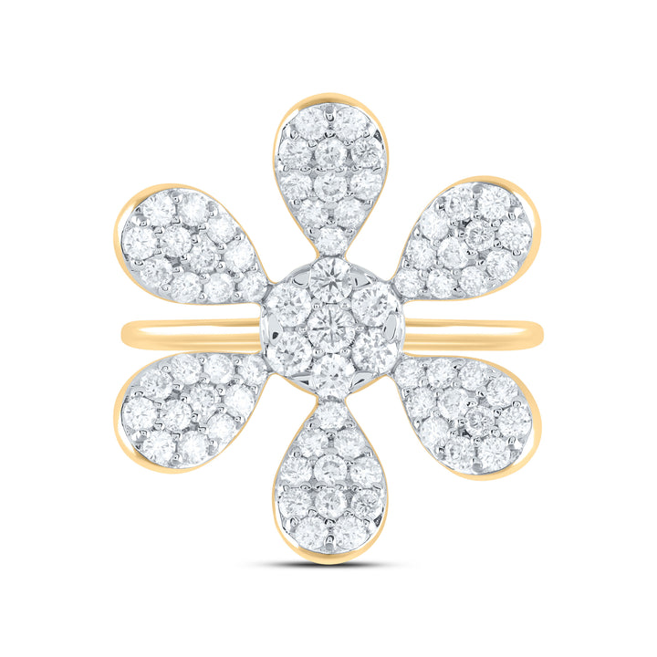 1 1/4CTW-NAT DIA ANA M FLOWER FASHION RING 7 Daisy Joyeria