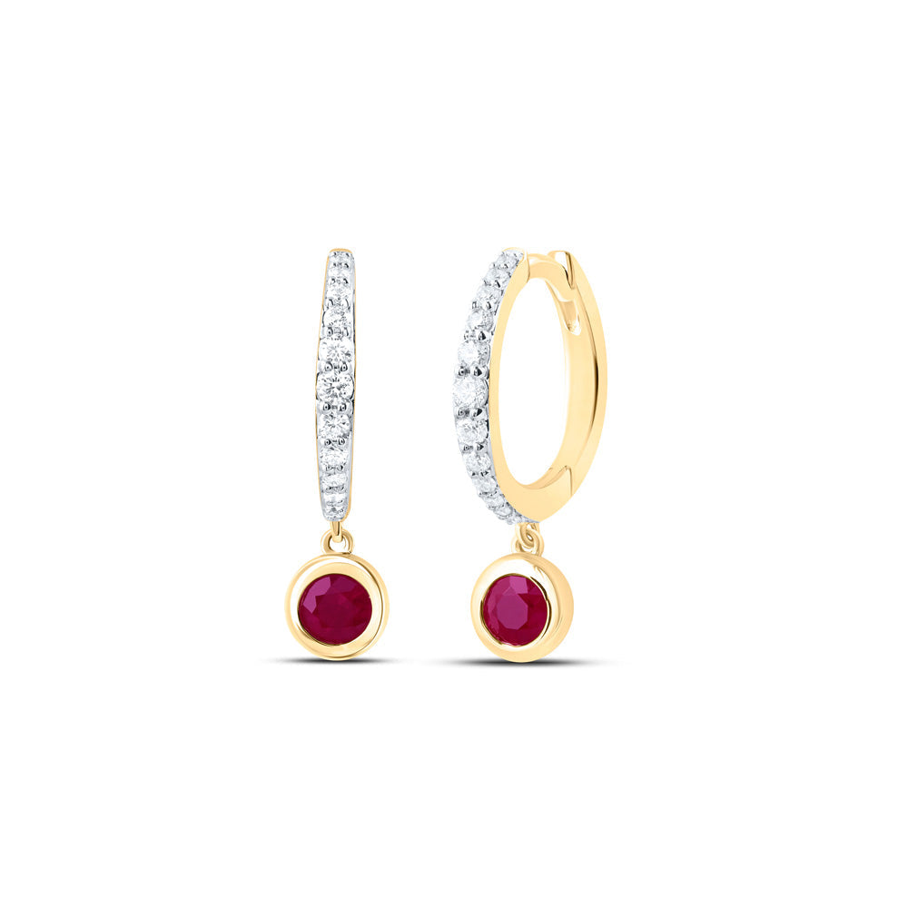 1/5CTW-DIA ANA M 3.5MM RD-RU, NAT GEM DANGLING EARRING Daisy Joyeria