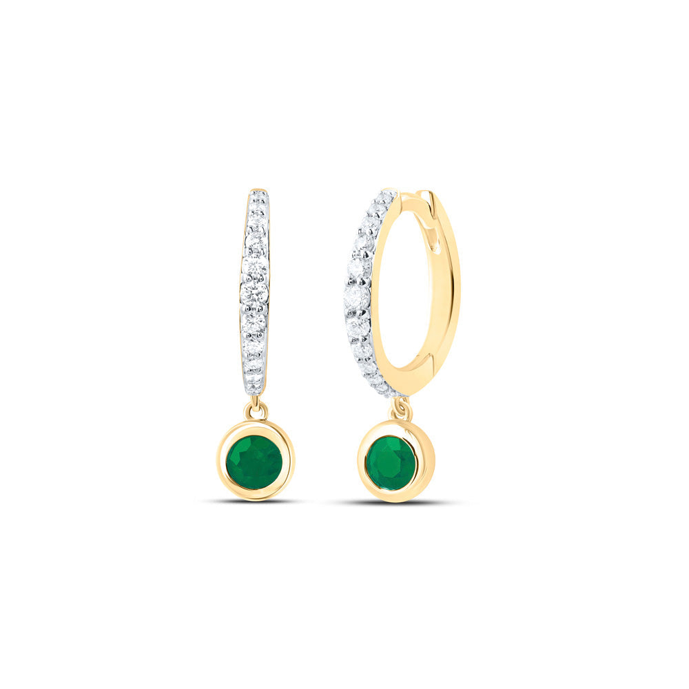 1/5CTW-DIA ANA M 3.5MM RD-EM, NAT GEM DANGLING EARRING Daisy Joyeria