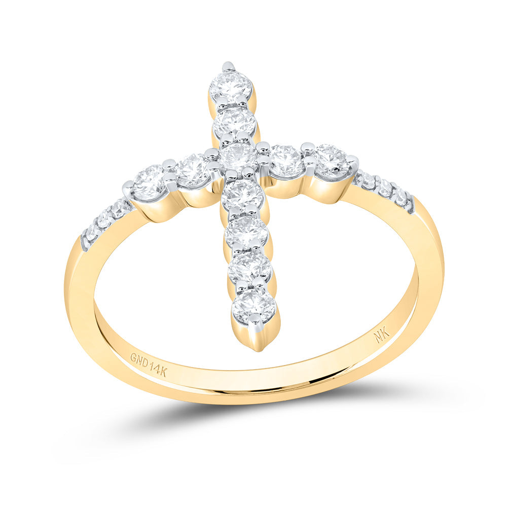 5/8CTW-NAT DIA NK FASHION CROSS RING 7 Daisy Joyeria
