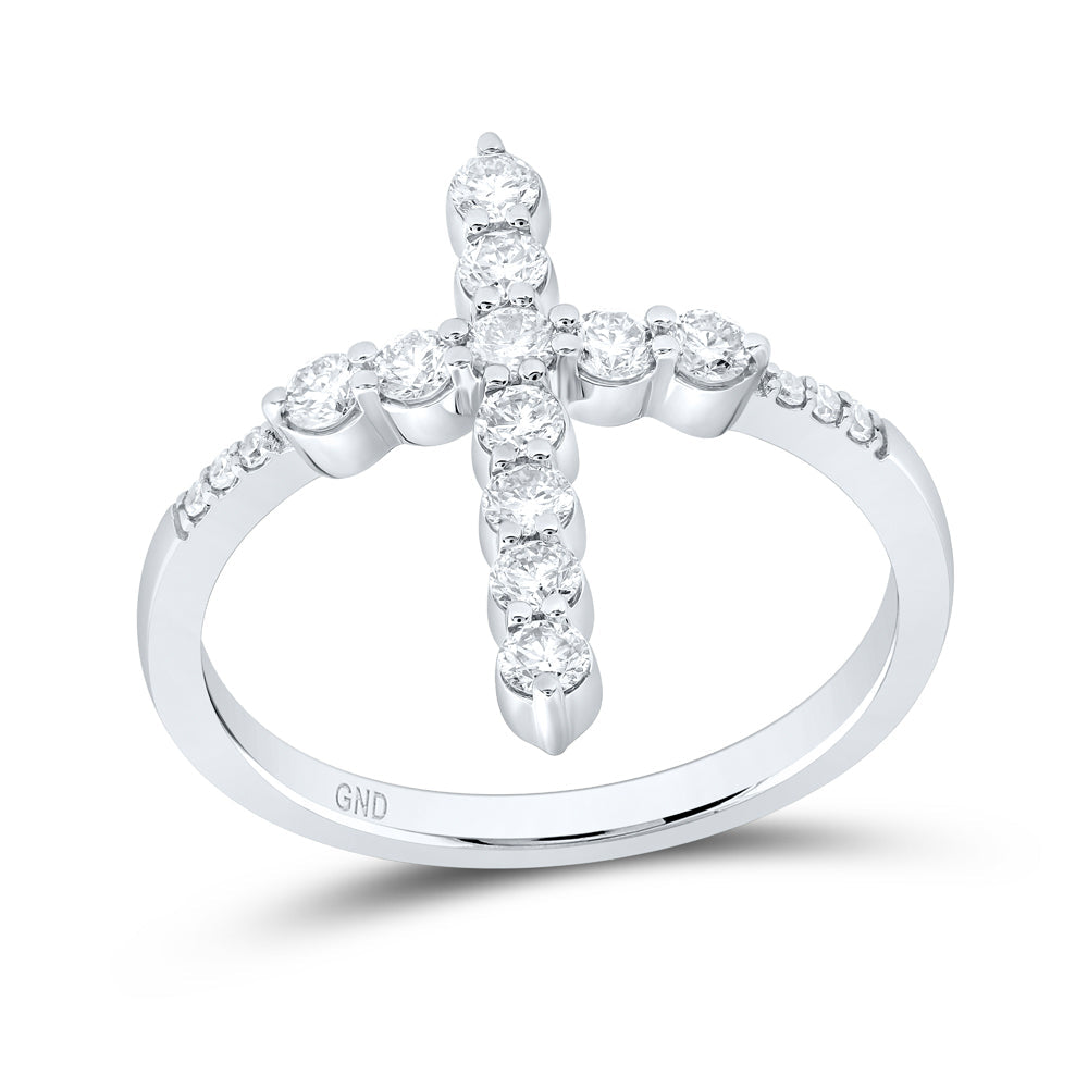 5/8CTW-NAT DIA NK FASHION CROSS RING 7 Daisy Joyeria