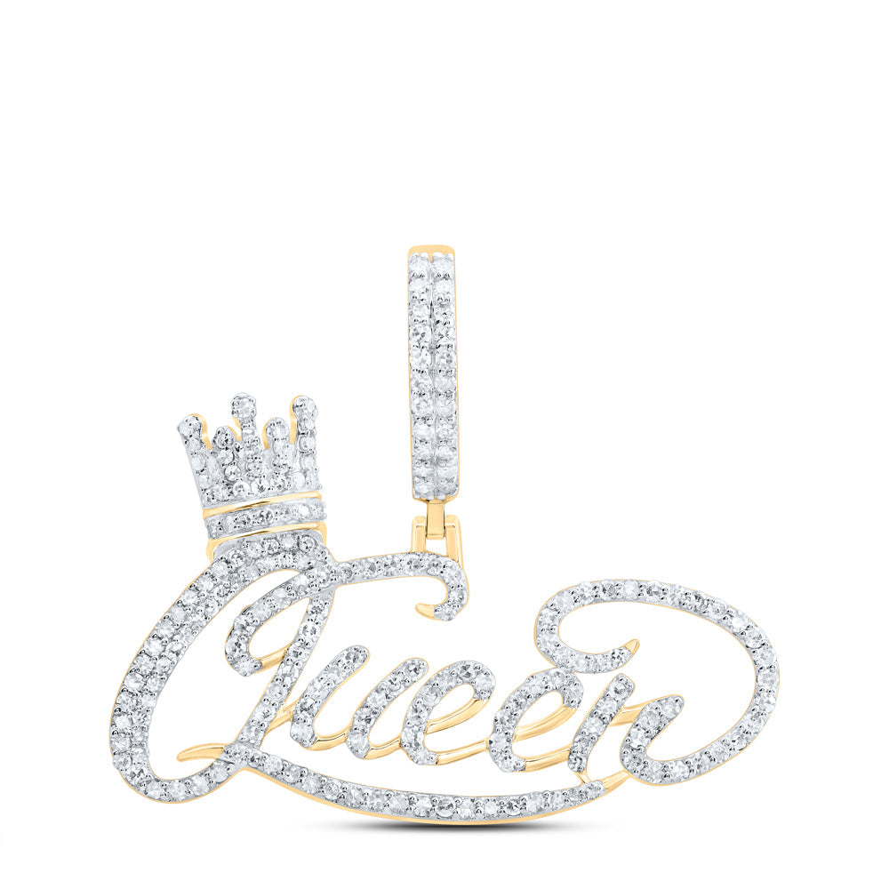 1CTW-NAT DIA NK "QUEEN" CROWN MENS CHARM Daisy Joyeria