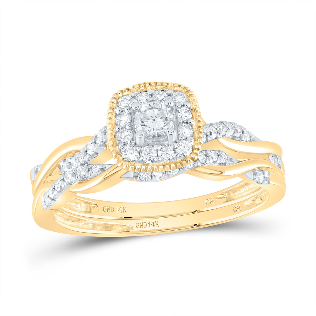 1/3CTW-NAT DIA CN CUSHION SINGLE HALO BRIDAL SET Daisy Joyeria