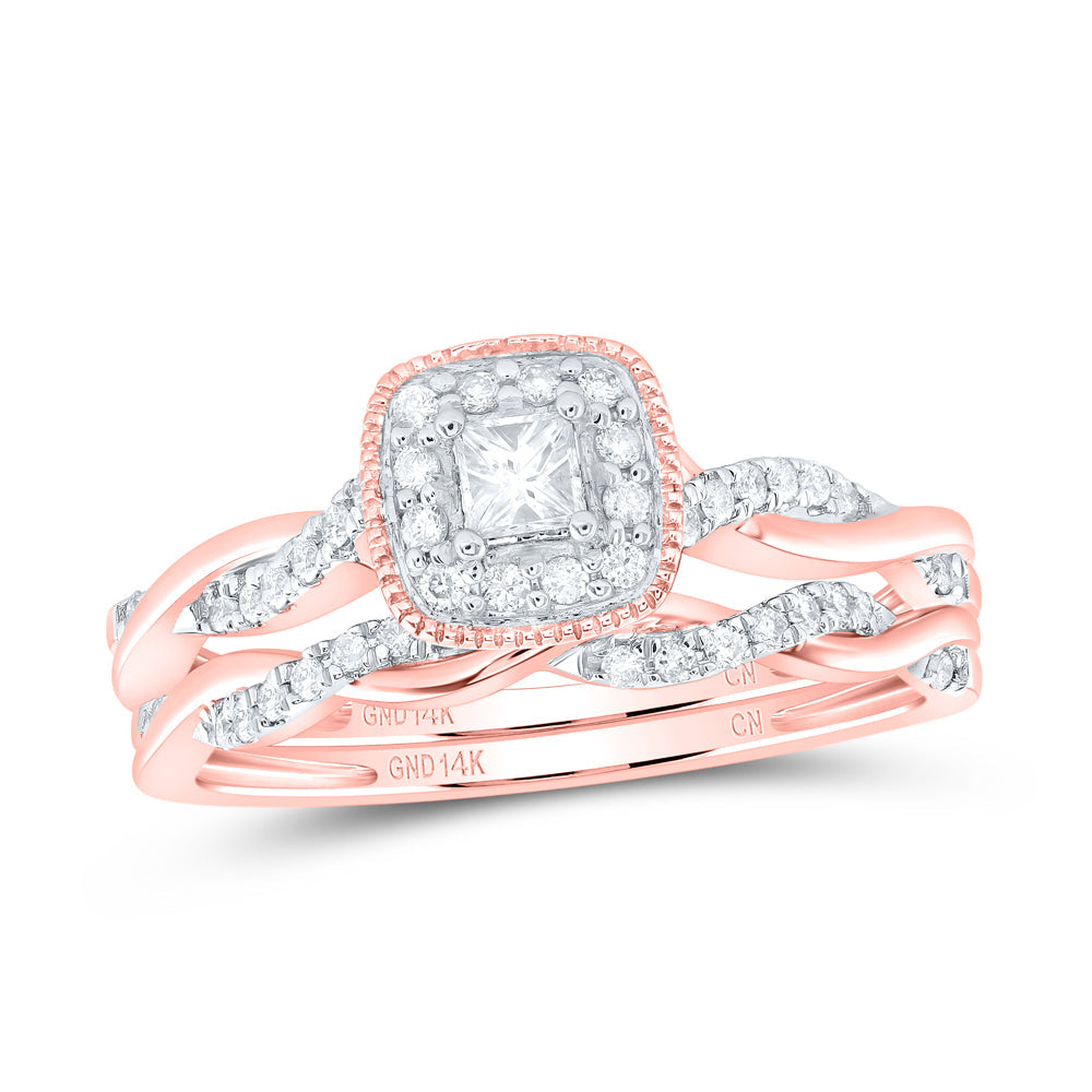 1/3CTW-NAT DIA CN CUSHION SINGLE HALO BRIDAL SET Daisy Joyeria
