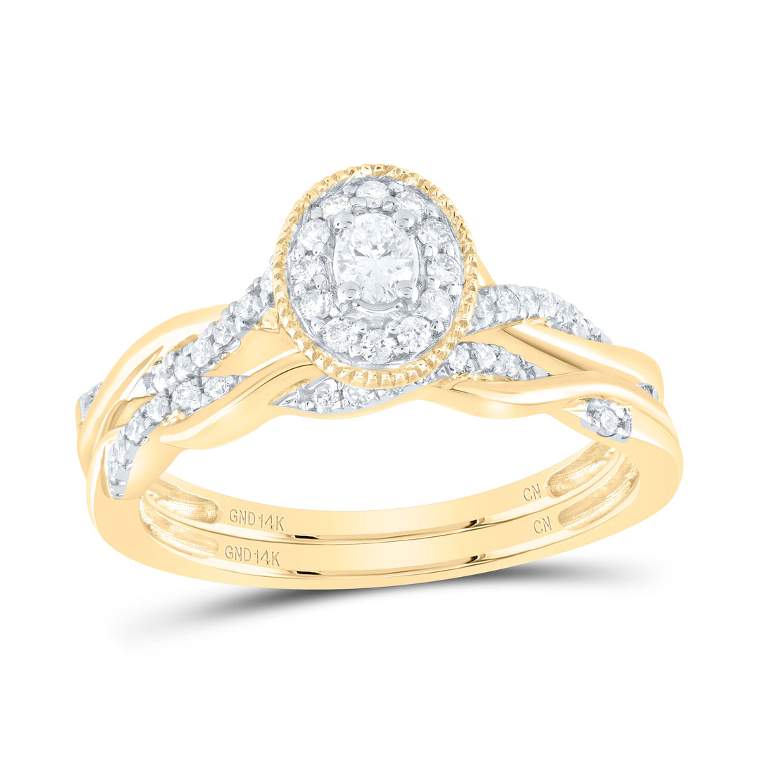 1/3CTW-NAT DIA CN OVAL SINGLE HALO BRIDAL SET Daisy Joyeria