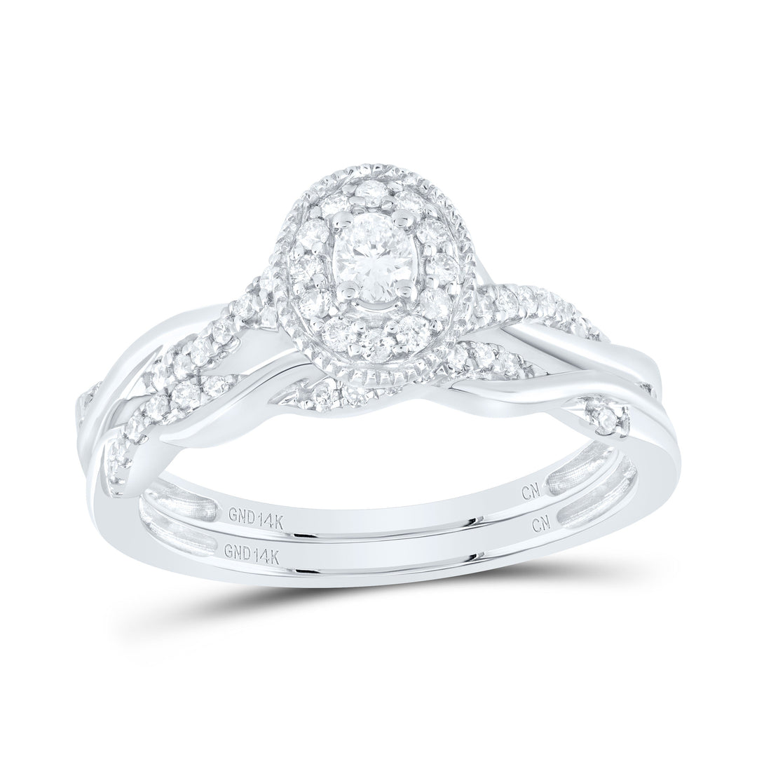 1/3CTW-NAT DIA CN OVAL SINGLE HALO BRIDAL SET Daisy Joyeria