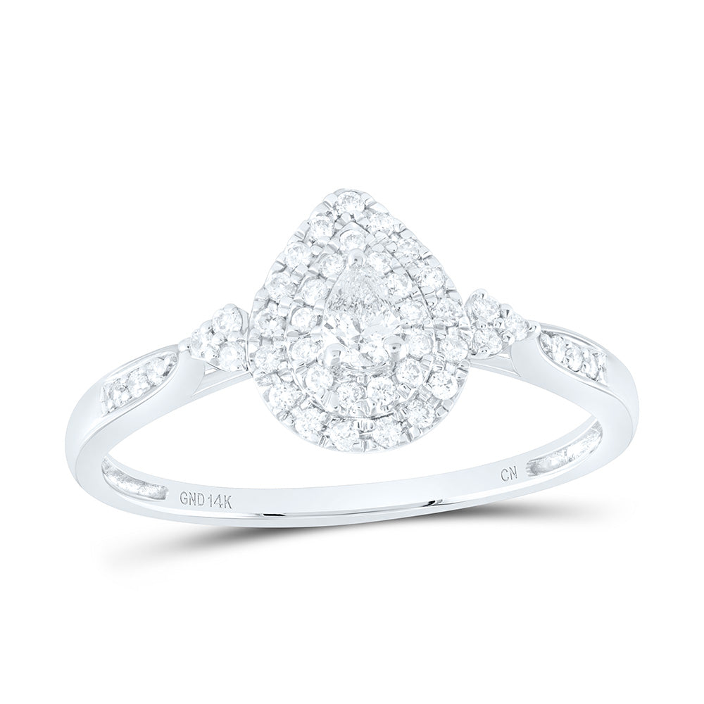 1/4CTW-NAT DIA CN PEAR DOUBLE HALO ENGAGEMENT RING Daisy Joyeria