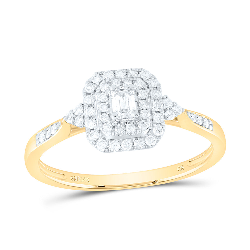 1/3CTW-NAT DIA CN EMERALD DOUBLE HALO ENGAGEMENT RING Daisy Joyeria