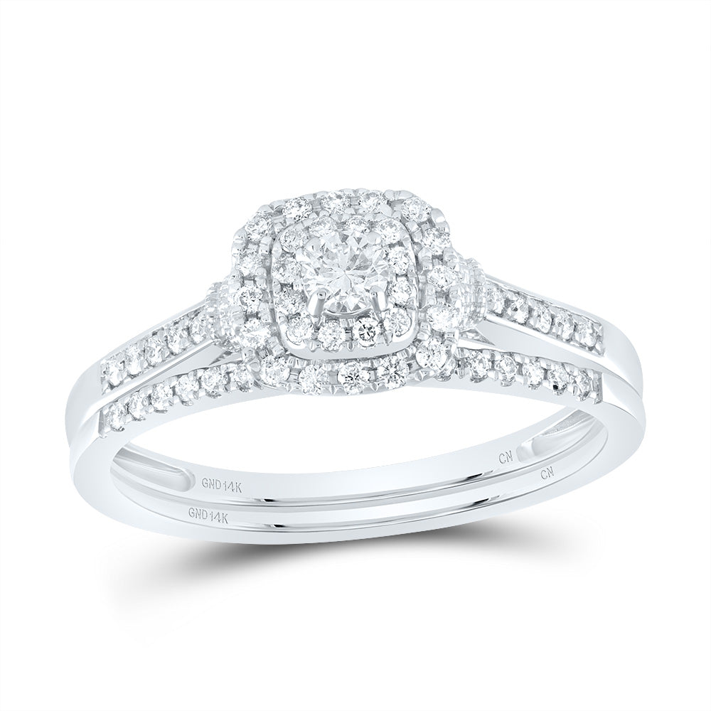 1/3CTW-NAT DIA CN CUSHION DOUBLE HALO BRIDAL SET Daisy Joyeria