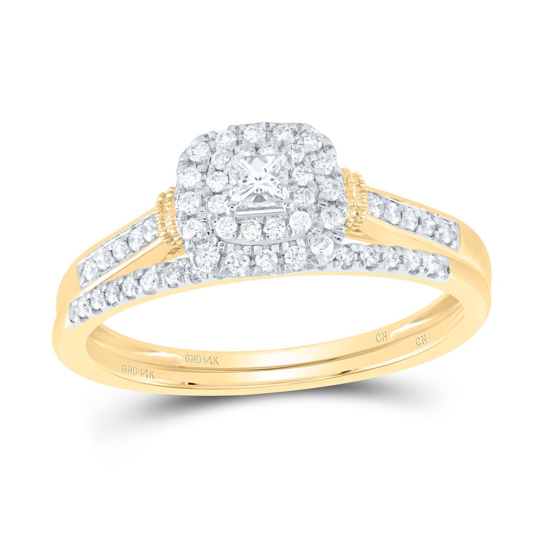 1/3CTW-NAT DIA CN CUSHION DOUBLE HALO BRIDAL SET Daisy Joyeria
