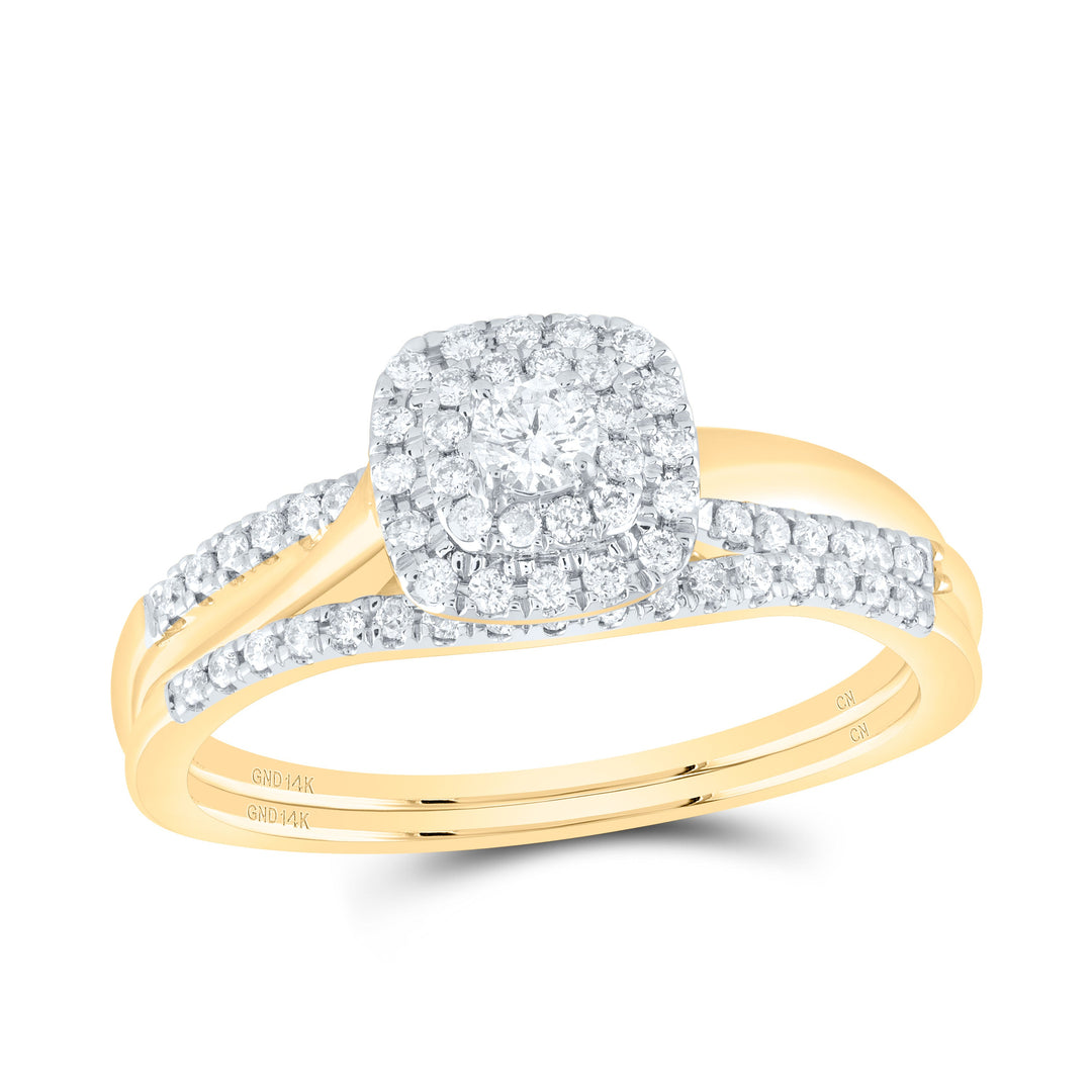 1/3CTW-NAT DIA CN CUSHION DOUBLE HALO BRIDAL SET Daisy Joyeria