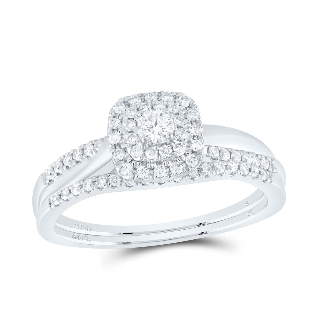 1/3CTW-NAT DIA CN CUSHION DOUBLE HALO BRIDAL SET Daisy Joyeria