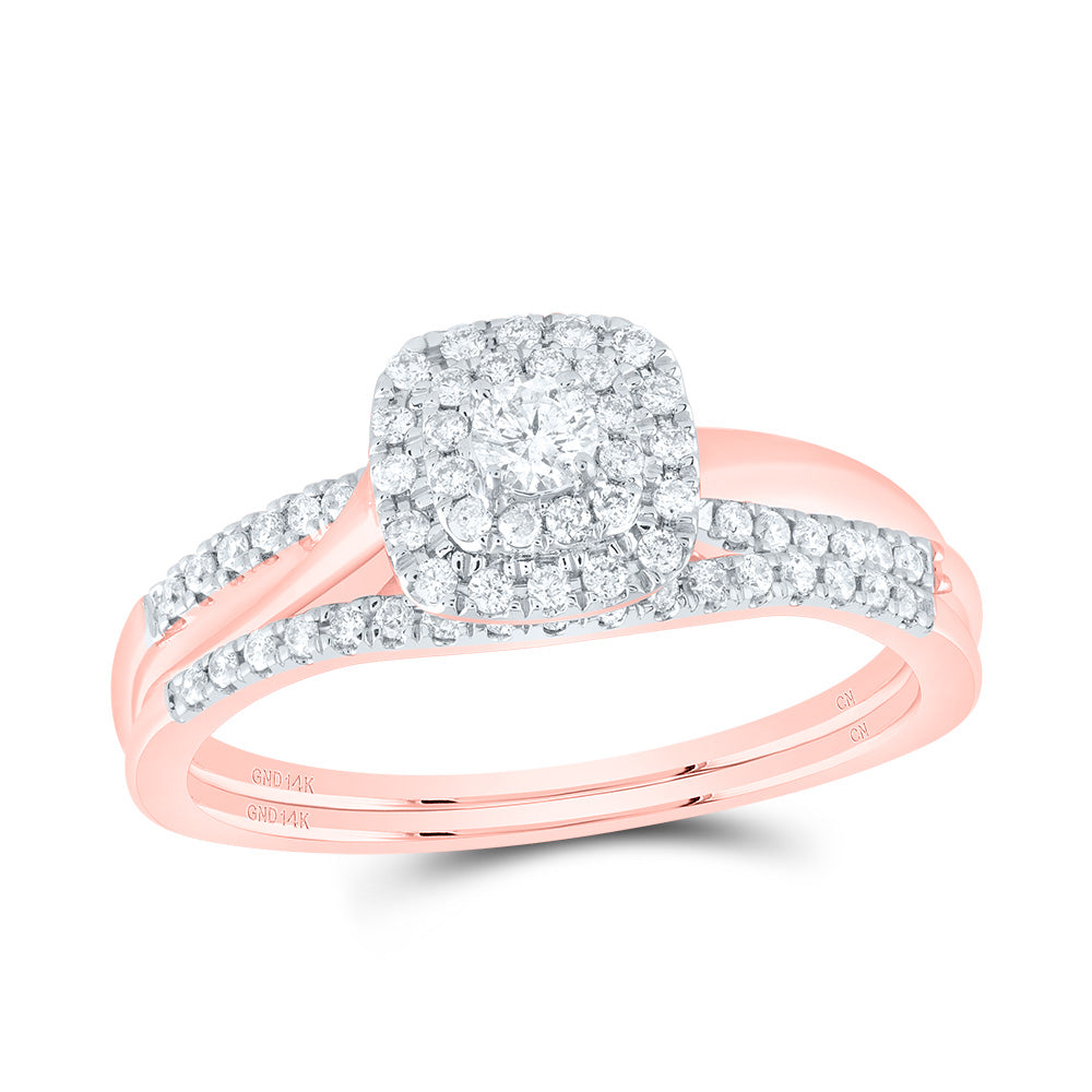 1/3CTW-NAT DIA CN CUSHION DOUBLE HALO BRIDAL SET Daisy Joyeria