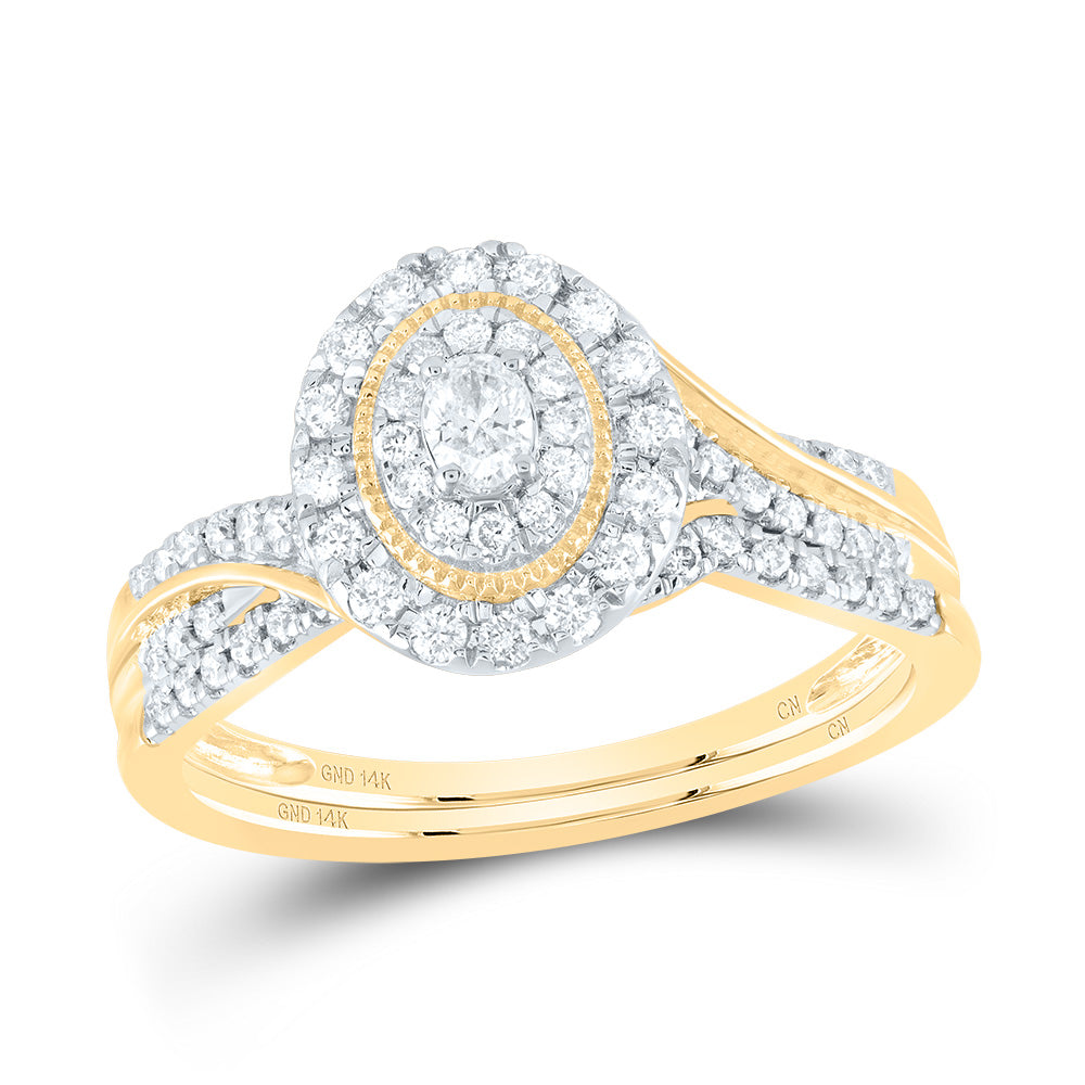 1/2CTW-NAT DIA CN OVAL DOUBLE HALO BRIDAL SET Daisy Joyeria