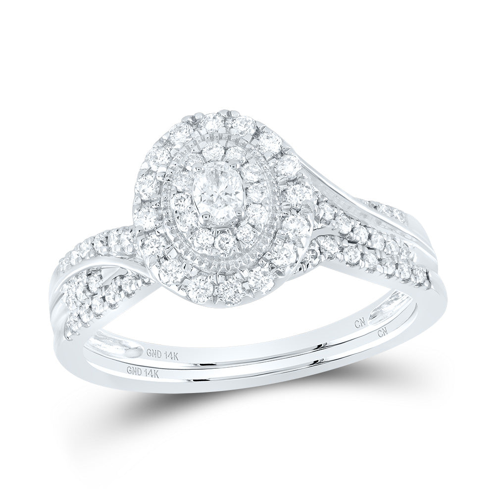 1/2CTW-NAT DIA CN OVAL DOUBLE HALO BRIDAL SET Daisy Joyeria