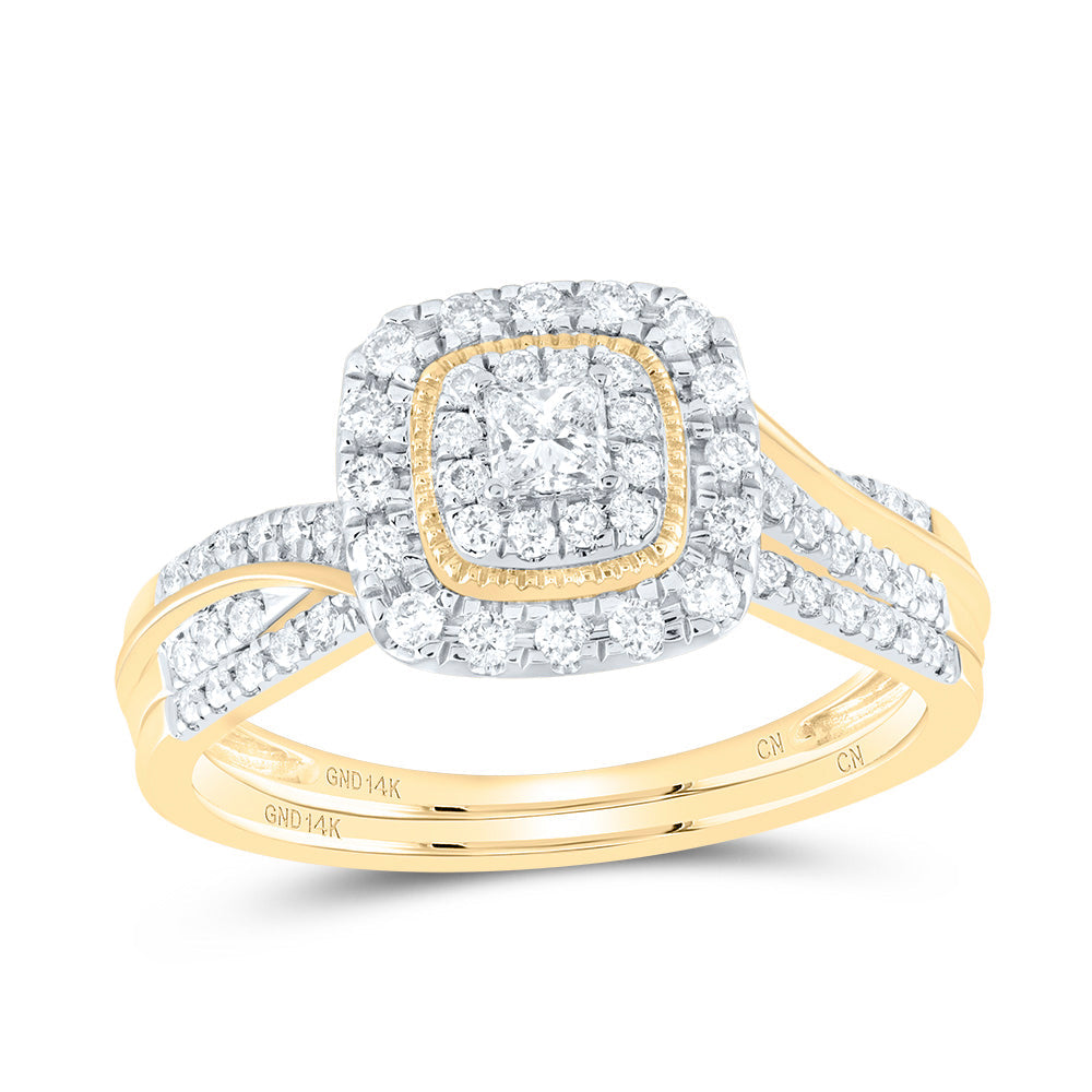 1/2CTW-NAT DIA CN CUSHION DOUBLE HALO BRIDAL SET Daisy Joyeria