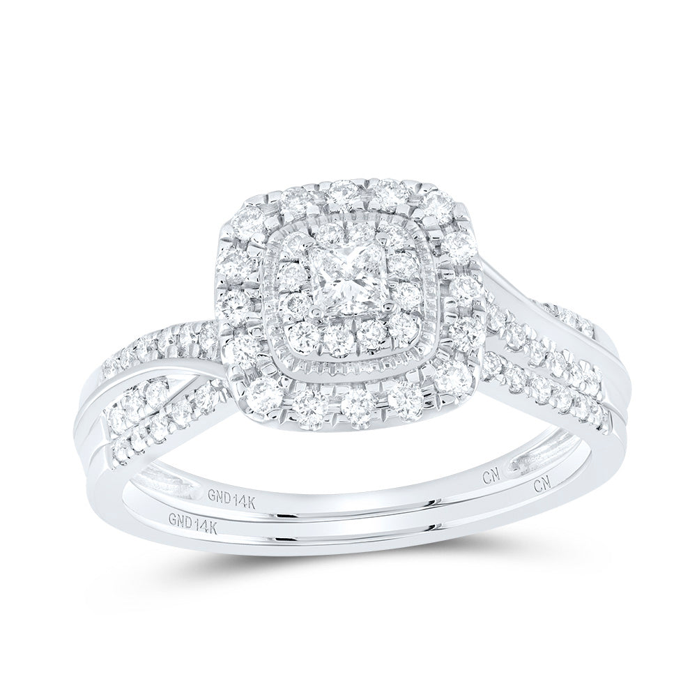 1/2CTW-NAT DIA CN CUSHION DOUBLE HALO BRIDAL SET Daisy Joyeria