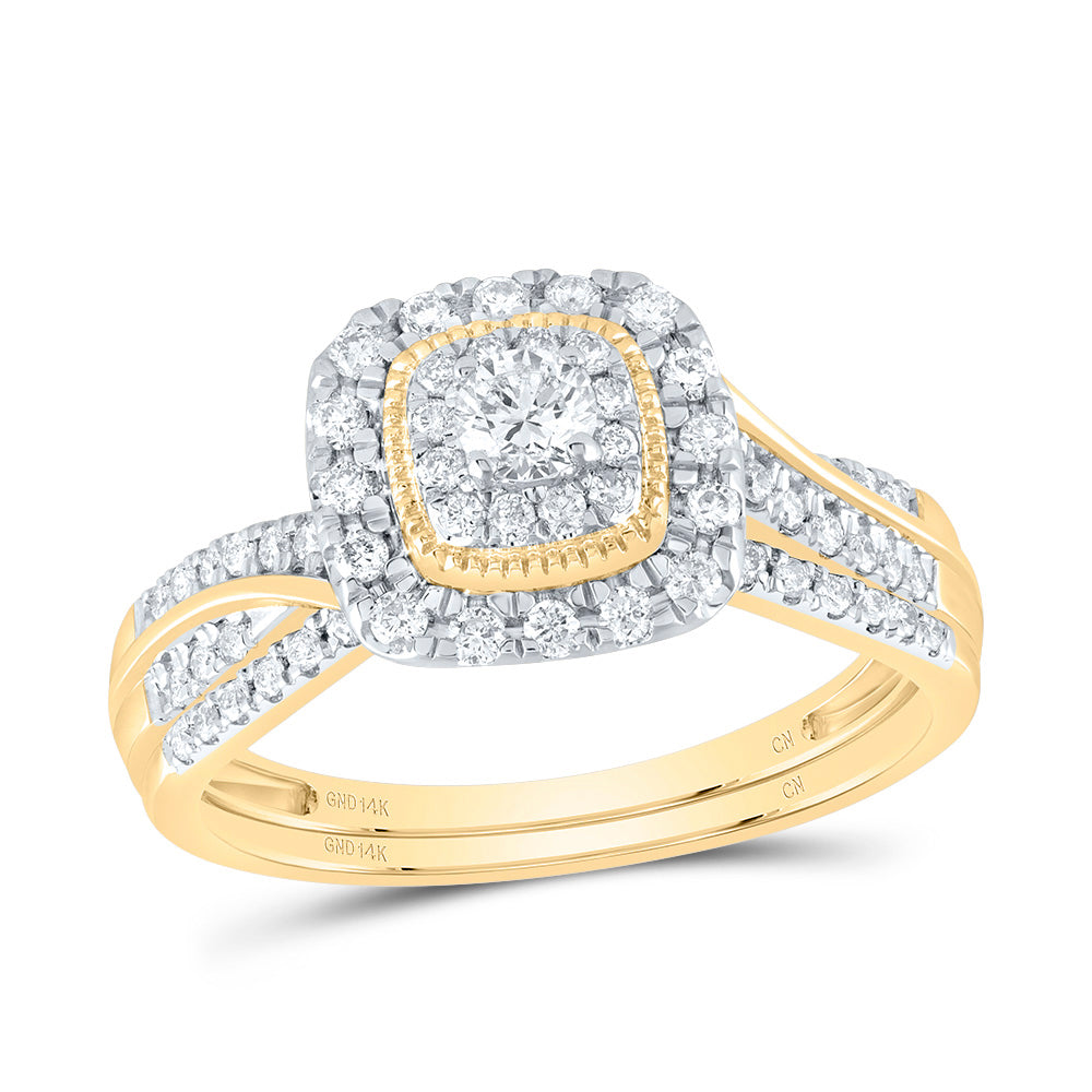 1/2CTW-NAT DIA CN CUSHION DOUBLE HALO BRIDAL SET Daisy Joyeria
