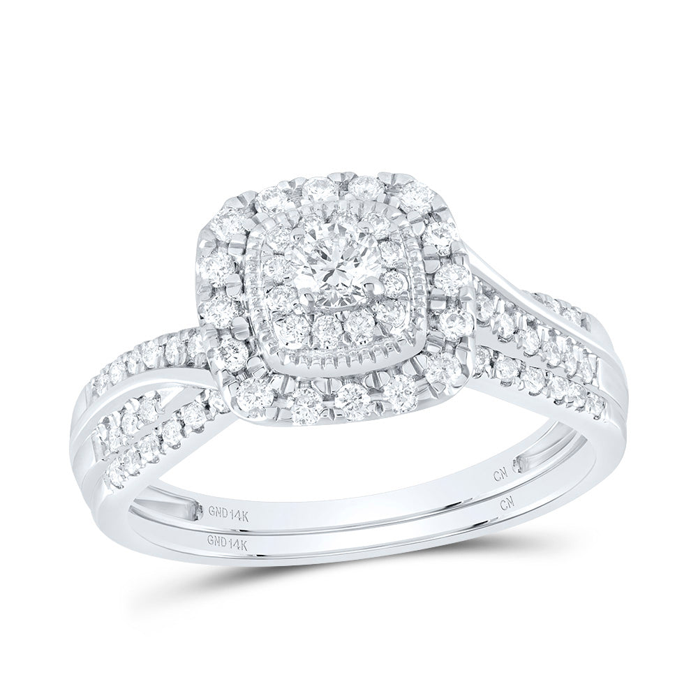 1/2CTW-NAT DIA CN CUSHION DOUBLE HALO BRIDAL SET Daisy Joyeria