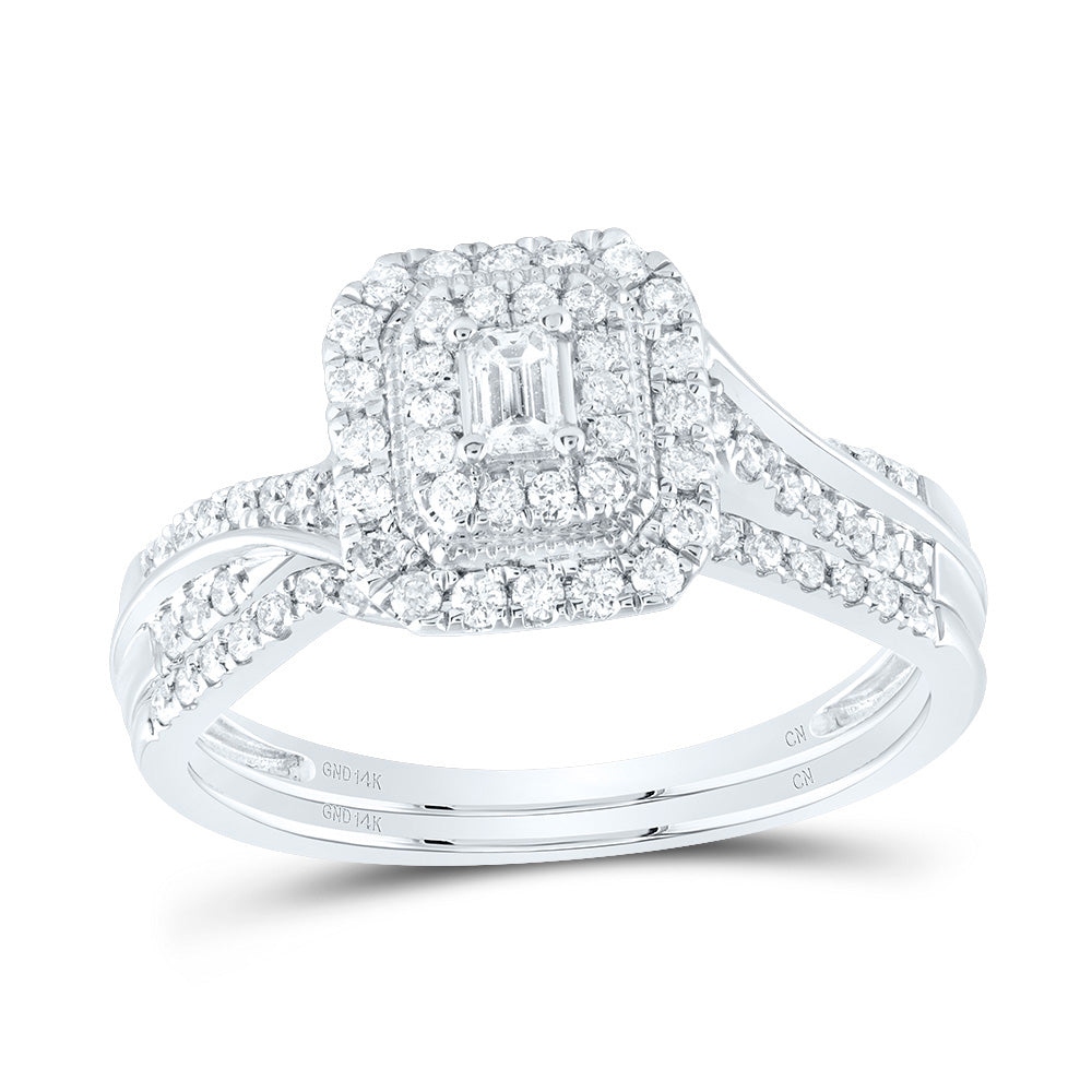 1/2CTW-NAT DIA CN EMERALD DOUBLE HALO BRIDAL SET Daisy Joyeria