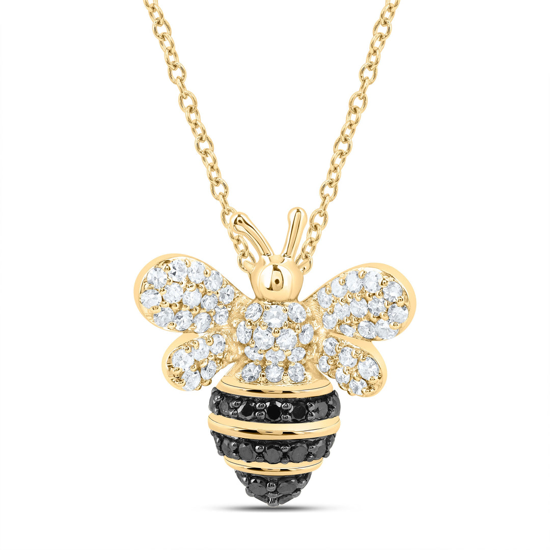 3/8CTW-NAT DIA CN RD-BLACK DIAMOND HONEY BEE NECKLACE(18 INCH) Daisy Joyeria