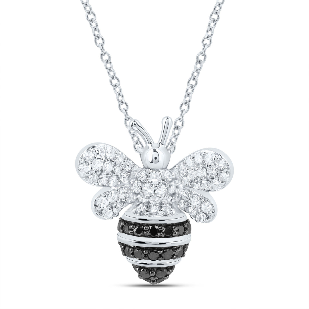 3/8CTW-NAT DIA CN RD-BLACK DIAMOND HONEY BEE NECKLACE Daisy Joyeria