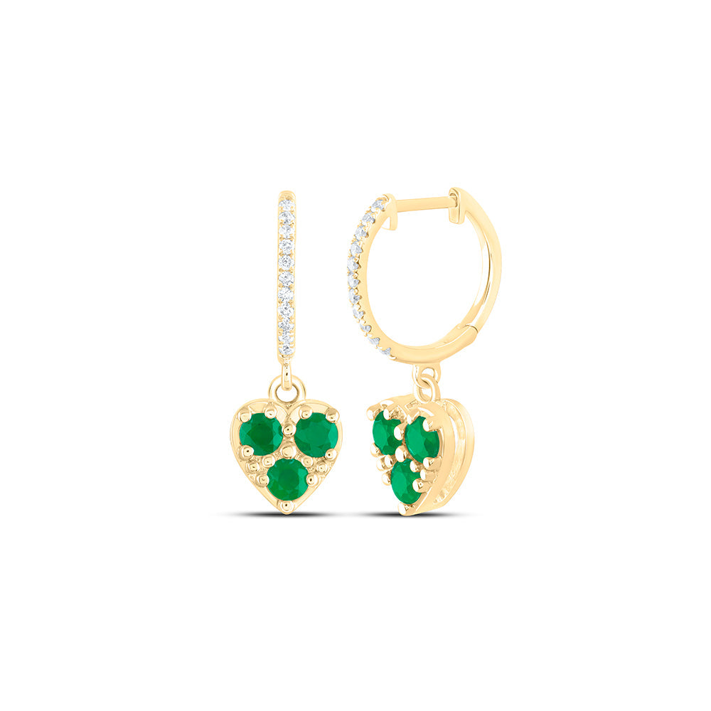 1/10CTW-DIA ANA M 5/8CTW RD-EM NAT GEM HEART DANGLING EARRING Daisy Joyeria