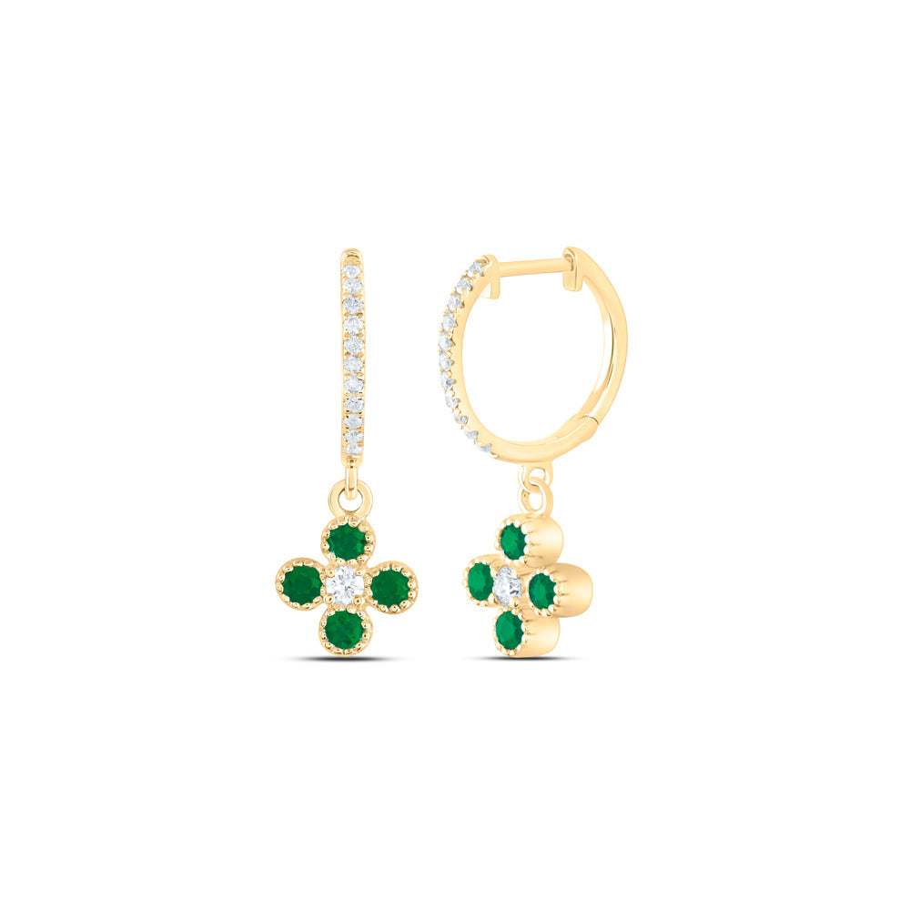 1/5CTW-DIA ANA M 3/8CTW RD-EM NAT GEM CLOVER DANGLING EARRING Daisy Joyeria