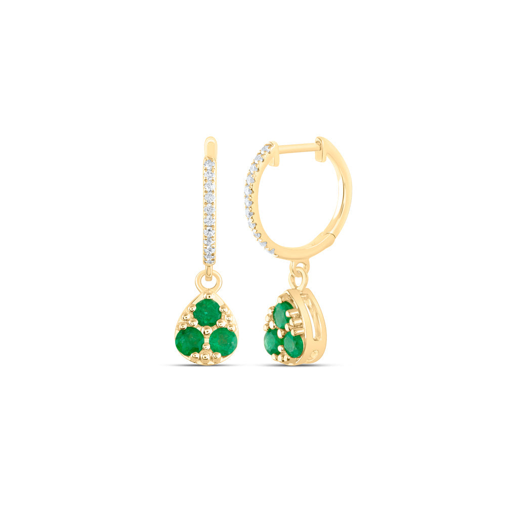 1/10CTW-DIA ANA M 1/2CTW RD-EM NAT GEM PEAR DANGLING EARRING Daisy Joyeria